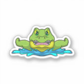 Sticker Crocodile à nager dans l'eau (Recto)