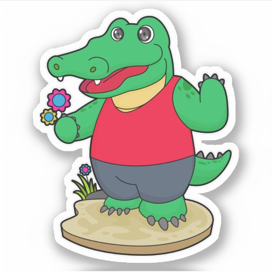 Sticker Crocodile aux fleurs (Devant)
