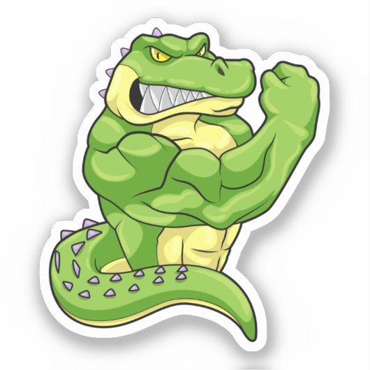 Sticker Crocodile comme Bodybuilder & grands Muscles (Recto)