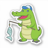 Sticker Crocodile Pêche Pêcheur Pêcheur canne à pêche (Devant)
