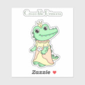 Sticker Crocodile Princesse (Feuille)