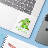 Sticker crocodile vert (Ordinateur portable avec iPhone)