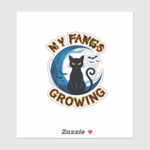 Sticker Crocs qui grandissent Chat noir d'Halloween Lune b