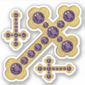 Sticker Croix avec 12 Améthystes de Faux - Contour (Devant)