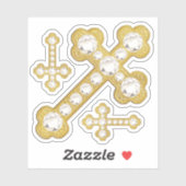 Sticker Croix avec 12 diamants de Faux - Contour (Feuille)