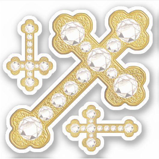 Sticker Croix avec 12 diamants de Faux - Contour (Devant)