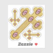 Sticker Croix avec 5 Agates violettes Faux - Contour (Feuille)