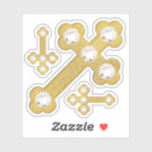 Sticker Croix avec 5 diamants Faux - Contour (Feuille)