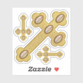 Sticker Croix avec 5 Opales Faux - Contour (Feuille)