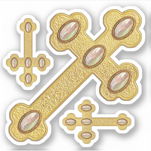 Sticker Croix avec 5 Opales Faux - Contour (Devant)