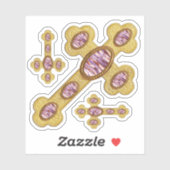 Sticker Croix avec 6 Agates violettes Faux - Contour (Feuille)