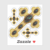 Sticker Croix avec 6 Faux Bloodstones - Contour (Feuille)