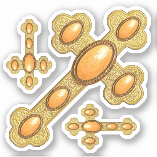 Sticker Croix avec 6 Faux Sardonyx - Contour (Devant)