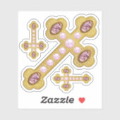 Sticker Croix avec des Agates et Perles violettes Faux - (Feuille)