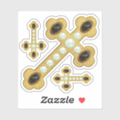 Sticker Croix avec Faux Bloodstones & Pearls - (Feuille)