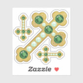 Sticker Croix avec Faux Emeralds & Perles - (Feuille)