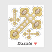 Sticker Croix avec Faux Opals & Perles - Contour (Feuille)