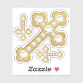 Sticker Croix bouclées avec diamants et perles de Faux - (Feuille)