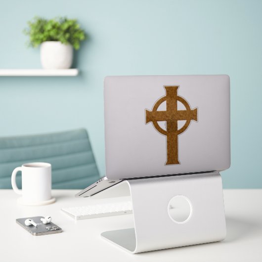 Sticker Croix celtique d'or (Ordinateur portable sur le bureau)