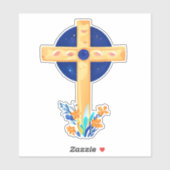 Sticker Croix chrétienne aux fleurs (Feuille)