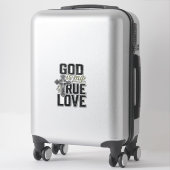 Sticker Croix Chrétienne Dieu Est Mon Véritable Amour Vect (Sur valise)