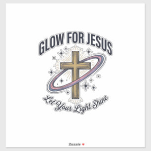 Sticker Croix chrétienne Glow for Jesus Vintage Vector