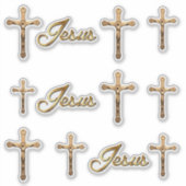Sticker Croix-Christ Croix-Or catholique (Devant)