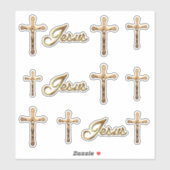 Sticker Croix-Christ Croix-Or catholique (Feuille)