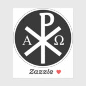 Sticker Croix de Chi-Rho - v2 (blanc sur noir) (Feuille)