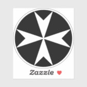 Sticker Croix de Malte v2 (blanc sur noir) (Feuille)