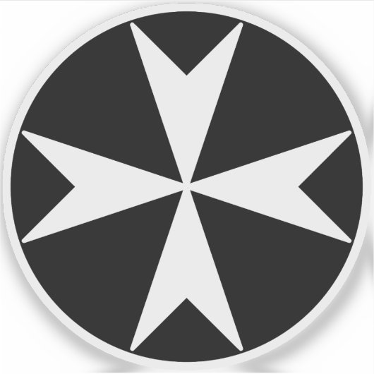 Sticker Croix de Malte v2 (blanc sur noir) (Devant)