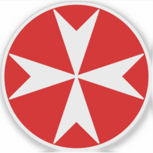 Sticker Croix de Malte v2 (blanc sur rouge)