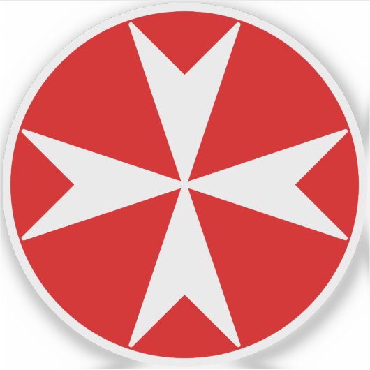 Sticker Croix de Malte v2 (blanc sur rouge) (Devant)
