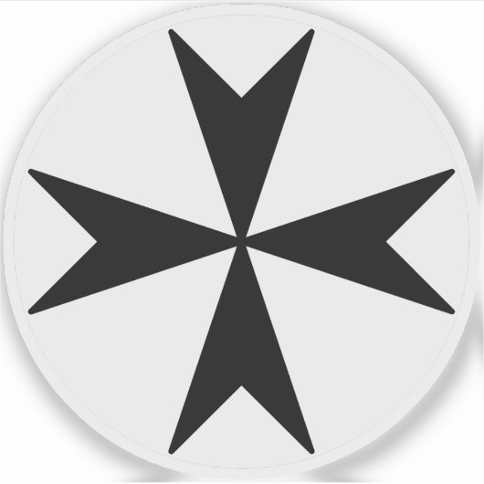 Sticker Croix de Malte v2 (noir sur blanc) (Devant)
