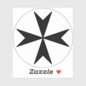 Sticker Croix de Malte v2 (noir sur blanc) (Feuille)