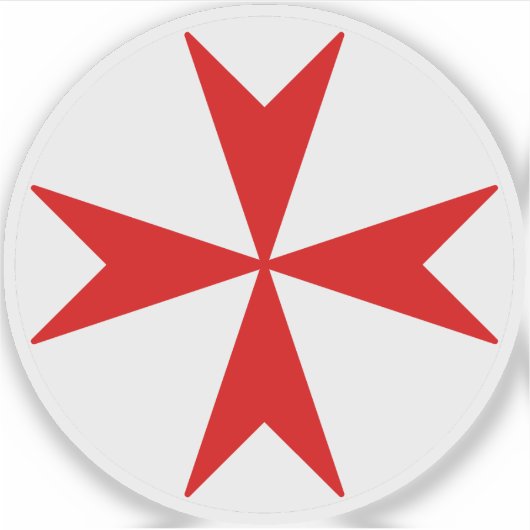 Sticker Croix de Malte v2 (rouge sur blanc) (Devant)