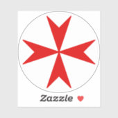 Sticker Croix de Malte v2 (rouge sur blanc) (Feuille)