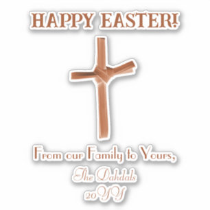 Sticker Croix de palmier personnalisées Joyeux Pâques blan