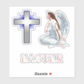 Sticker Croix De Pâques Et Ange (Feuille)