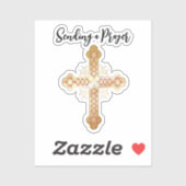 Sticker Croix d'or envoyant une prière (Feuille)