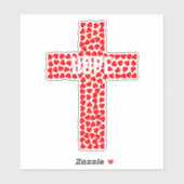 Sticker Croix faite de Coeurs et le mot Espoir (Feuille)