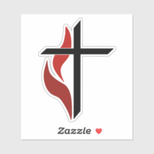Sticker Croix flamme