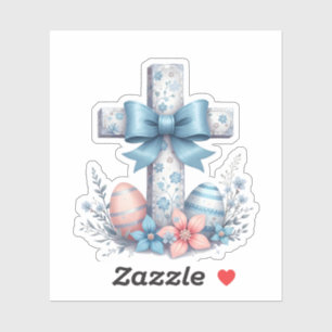 Sticker Croix florale Coquette Jésus Bow Religion chrétien