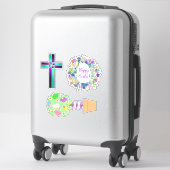 Sticker Croix Topiacée de Pâques et couronne d'oeufs flora (Sur valise)