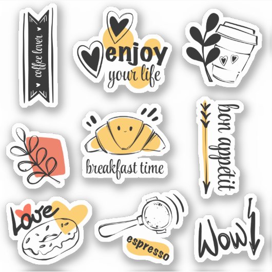 Sticker Croquis à l'encre de l'amateur de café (Devant)