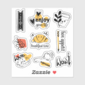 Sticker Croquis à l'encre de l'amateur de café (Feuille)