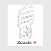 Sticker Croquis d'ampoule basse consommation (Feuille)