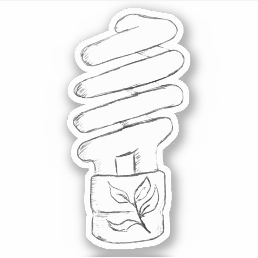 Sticker Croquis d'ampoule basse consommation (Devant)