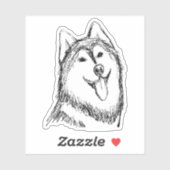Sticker Croquis de chien Husky (Feuille)