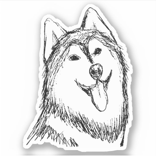 Sticker Croquis de chien Husky (Devant)